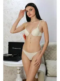 Akbeniz Destekli İpli Önden Açılır Sütyen Takım Akbeniz 3594