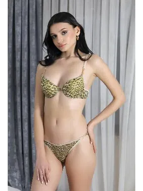 Akbeniz Leopar Desenli Destekli Kadın Sütyen Takım Akbeniz 3401
