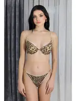 Destekli Leopar Desenli Sütyen Takım Akbeniz 3401  Kahve görsel 4