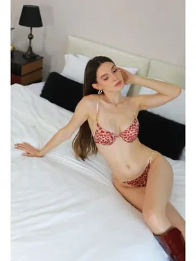 Akbeniz Akbeniz Kadın Destekli Leopar Desenli Sütyen Takım 3401 Kırmızı