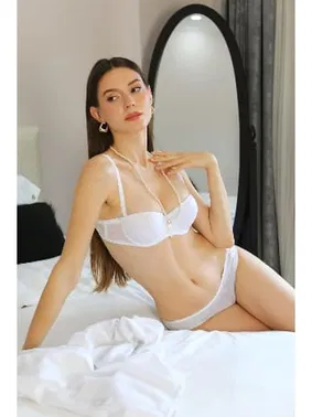 Akbeniz Straplez Beyaz Kadın Destekli Sütyen Takım Akbeniz 3101