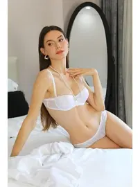 Akbeniz Straplez Beyaz Kadın Destekli Sütyen Takım Akbeniz 3101