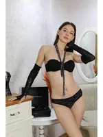 Straplez Destekli Dantel Detaylı Sütyen Takım Akbeniz 3103 Siyah farklı açı