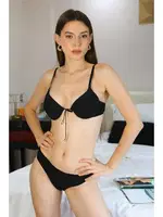 Önden Bağlamalı Destekli Sütyen Takım Akbeniz 3595 Siyah farklı açı