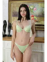 Destekli Parlak Kadın Sütyen Takım Akbeniz 3602 Fistik Yeşili