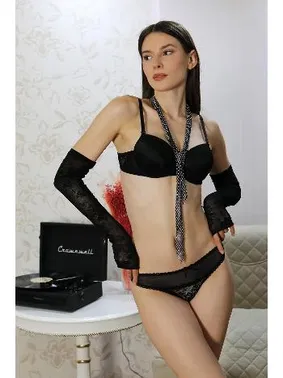 Akbeniz Destekli Siyah Kadın Sütyen Takım Akbeniz 3602