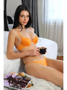 Akbeniz Turuncu Destekli Kadın Sütyen Takım Akbeniz 3602