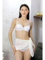 Kadın Destekli Taş Detaylı Sütyen Takım Akbeniz 3304 Beyaz Beyaz görsel 4