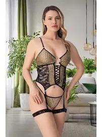 Akbeniz Altın Fantezi Jartiyer Kostüm Takım Akbeniz 1764