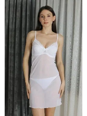 Akbeniz Beyaz Fantezi Kadın Tül Gecelik Akbeniz T2500