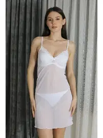 Akbeniz Beyaz Fantezi Kadın Tül Gecelik Akbeniz T2500