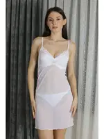 Beyaz Fantezi Kadın Tül Gecelik Akbeniz T2500 Beyaz