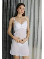 Beyaz Fantezi Kadın Tül Gecelik Akbeniz T2500 Beyaz farklı açı