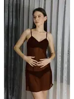 Transparan Fantezi Tül Kadın Gecelik Akbeniz T2500 Kahve