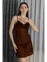 Transparan Fantezi Tül Kadın Gecelik Akbeniz T2500 Kahve farklı açı