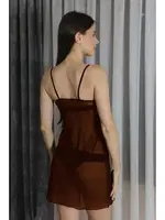 Transparan Fantezi Tül Kadın Gecelik Akbeniz T2500 Kahve görsel 4