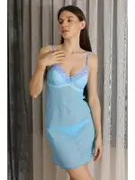 Dantelli Transparan Fantezi Tül Kadın Gecelik Akbeniz T2500 Mavi