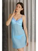 Dantelli Transparan Fantezi Tül Kadın Gecelik Akbeniz T2500 Mavi farklı açı