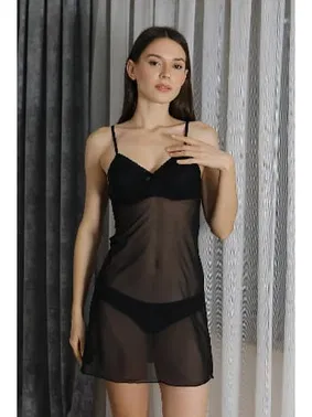 Akbeniz İnce Askılı Siyah Kadın Fantezi Tül Gecelik Akbeniz T2500 - Alternatif Görünüm