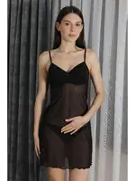 İnce Askılı Siyah Kadın Fantezi Tül Gecelik Akbeniz T2500 Siyah görsel 4