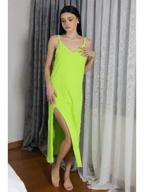 Akbeniz Pamuklu İp Askılı Uzun Yırtmaçlı Kadın Gecelik Akbeniz 90125