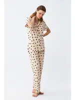 Önden Düğmeli Kalp Desenli Pijama Takımı Akbeniz 2787 görsel 4