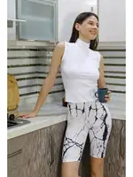 Dizüstü Micro Desenli Kadın Tayt Beyaz Akbeniz 5922 farklı açı