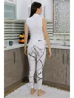 Micro Desenli Kadın Tayt Kadın Beyaz Akbeniz 5920 Beyaz görsel 4