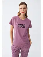 Yıldız Desenli Penye Kısa Kol Kadın Mor Pijama Takımı Akbeniz 2785 Mor görsel 4