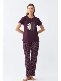 Akbeniz Papatya Baskılı Kısa Kollu Penye Pijama Takımı Akbeniz 2785