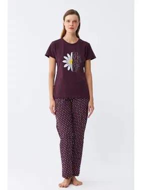 Akbeniz Papatya Baskılı Kısa Kollu Penye Pijama Takımı Akbeniz 2785 - Alternatif Görünüm