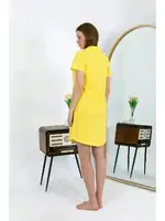 Kısa Kol Düğmeli Pamuk Penye Sarı Tunik Gecelik Akbeniz 13111 görsel 4