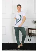 Sevgili Kombini Kadın Penye Pijama Takımı Beyaz Akbeniz 50127  Beyaz Kadın detay görünüm