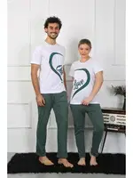 Sevgili Kombini Kadın Penye Pijama Takımı Beyaz Akbeniz 50127  Beyaz Kadın farklı açı