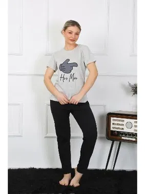 Akbeniz Kısa Kollu Penye Sevgili Kombini Kadın Pijama Takımı Akbeniz 50126 - Alternatif Görünüm