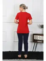 Kırmızı Pamuk Penye Sevgili Kombini Kadın Pijama Takımı Akbeniz 50128  Kırmızı Kadın görsel 4