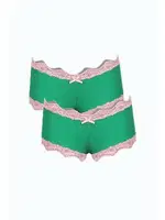 Dantelli Pamuklu 2li Kadın Boxer Fıstık Yeşili Akbeniz 40277