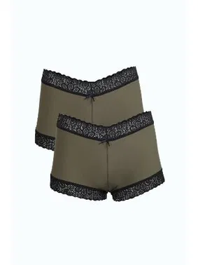 Akbeniz Penye 2li Dantelli Kadın Boxer Haki Akbeniz 40277