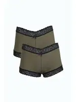 Penye 2li Dantelli Kadın Boxer Haki Akbeniz 40277 Haki