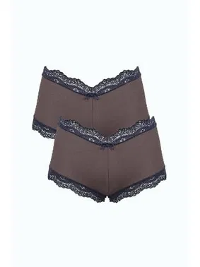 Akbeniz Kahverengi Kadın Pamuklu 2li Boxer Akbeniz 40277