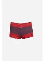Kırmızı Dantelli Pamuklu 2li Mürdüm Kadın Boxer Akbeniz 40277 Mürdüm detay görünüm