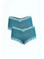 Kurdelalı Pamuklu 2li Kadın Boxer Su Yeşili Akbeniz 40278 Su Yeşili