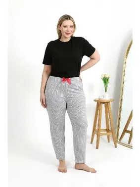 Akbeniz Gri Pamuklu Büyük Beden Kadın Alt Pijama Akbeniz 27557 - Alternatif Görünüm