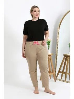 Akbeniz Lastikli Pamuklu Büyük Beden Alt Kadın Pijama Akbeniz 27559