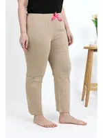 Lastikli Pamuklu Büyük Beden Alt Kadın Pijama Akbeniz 27559 Bej detay görünüm