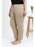Lastikli Pamuklu Büyük Beden Alt Kadın Pijama Akbeniz 27559 Bej farklı açı