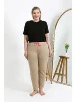 Lastikli Pamuklu Büyük Beden Alt Kadın Pijama Akbeniz 27559 Bej görsel 4