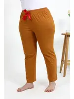 Pamuklu Büyük Beden Kadın Alt Pijama Akbeniz 27559 Hardal görsel 4