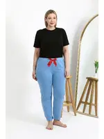 Penye Büyük Beden Kadın Alt Pijama Akbeniz 27559 Mavi görsel 4