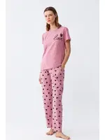 Somon Kalp Desenli Kısa Kollu Penye Pijama Takımı Akbeniz 2785 detay görünüm